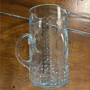 Clear Glass Water Pitcher with Intricate Design
